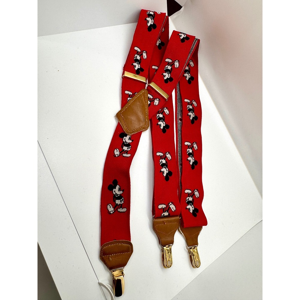 Vintage Mickey Mouse Disney Suspenders J.G. Hook Red‎ Retro Braces West Germany